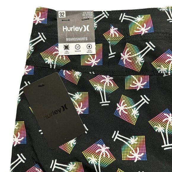 Hurley Mens Size 32 Black Palm Tree Only Gradient Swim Board Short NWT - Picture 2 of 7